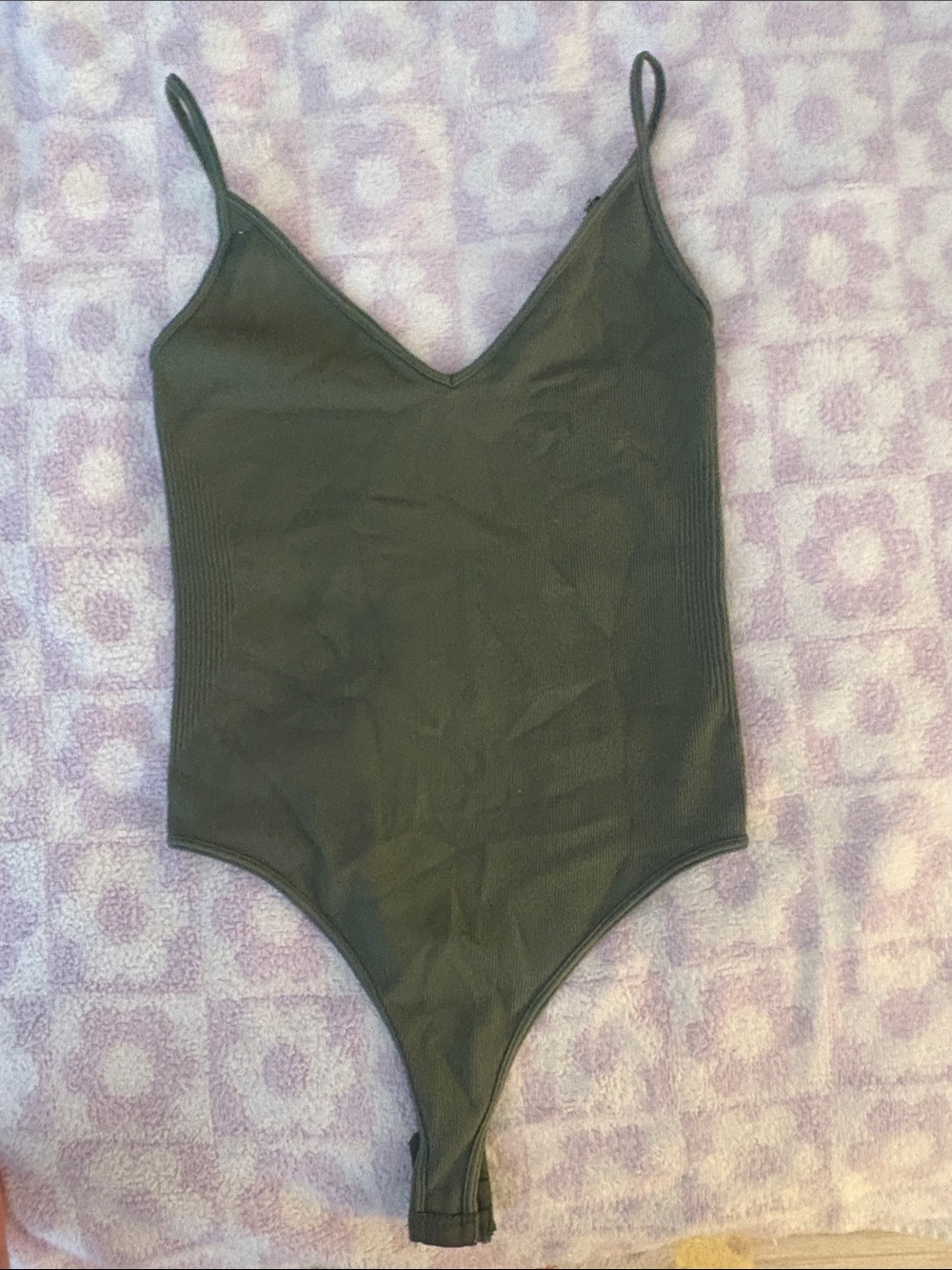 Girls Black Ribbed V-Neck One-Piece Bodysuit